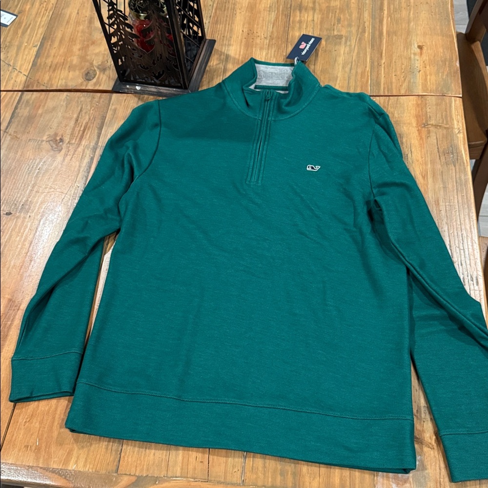 Vineyard Vines Teal Quarter-Zip Sweater